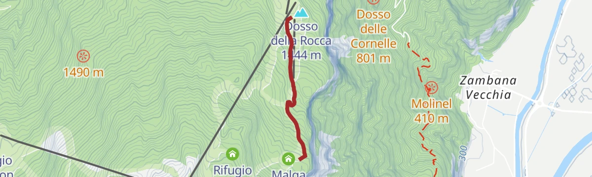 Route map: Walk from Meriz to Malga Fai